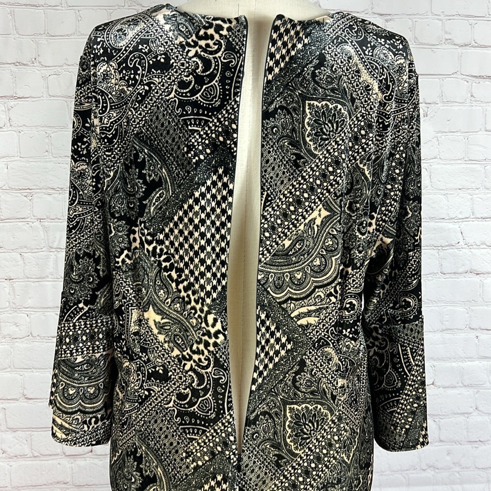 Serengeti Black Tan Paisley Plaid Bell Sleeve Sheath Midi Dress Size 3X - Picture 3 of 7